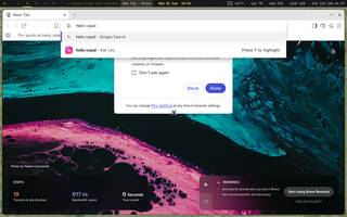 Brave (ad and tracker blocking), running on Copal