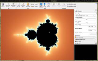 Fraqtive (Mandelbrot fractals), running on Copal