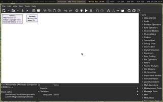 GNU Radio (build your own SDR, in blocks), running on Copal