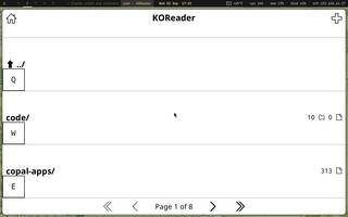 KOReader (ebook reader), running on Copal