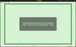 KSnakeDuel (light-cycle duel), running on Copal