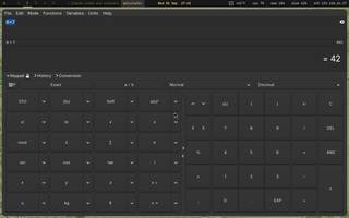 Qalculate (unit-aware calculator), running on Copal