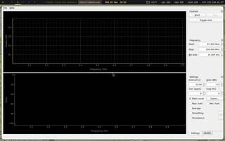 QSpectrumAnalyzer (spectrum from an SDR), running on Copal